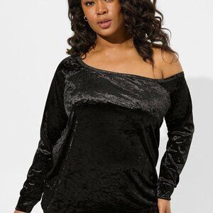 NWT Torrid Crushed Velvet Off Shoulder Sweatshirt